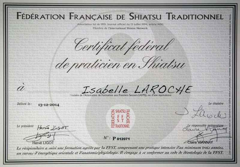 Certificat fédéral de praticien en Shiatsu